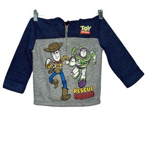 Disney Pixar Toy Story Woody Buzz Boys Fleece Half Zip Pullover Hoodie Size 4T